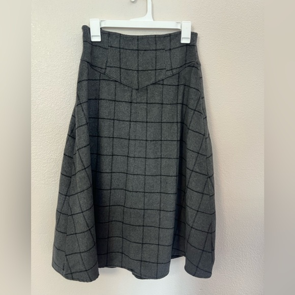 Love, Bonito Wool Blend Madelyn Windowpane Plaid Skirt - Charocal Midi Skirt - Picture 10 of 10